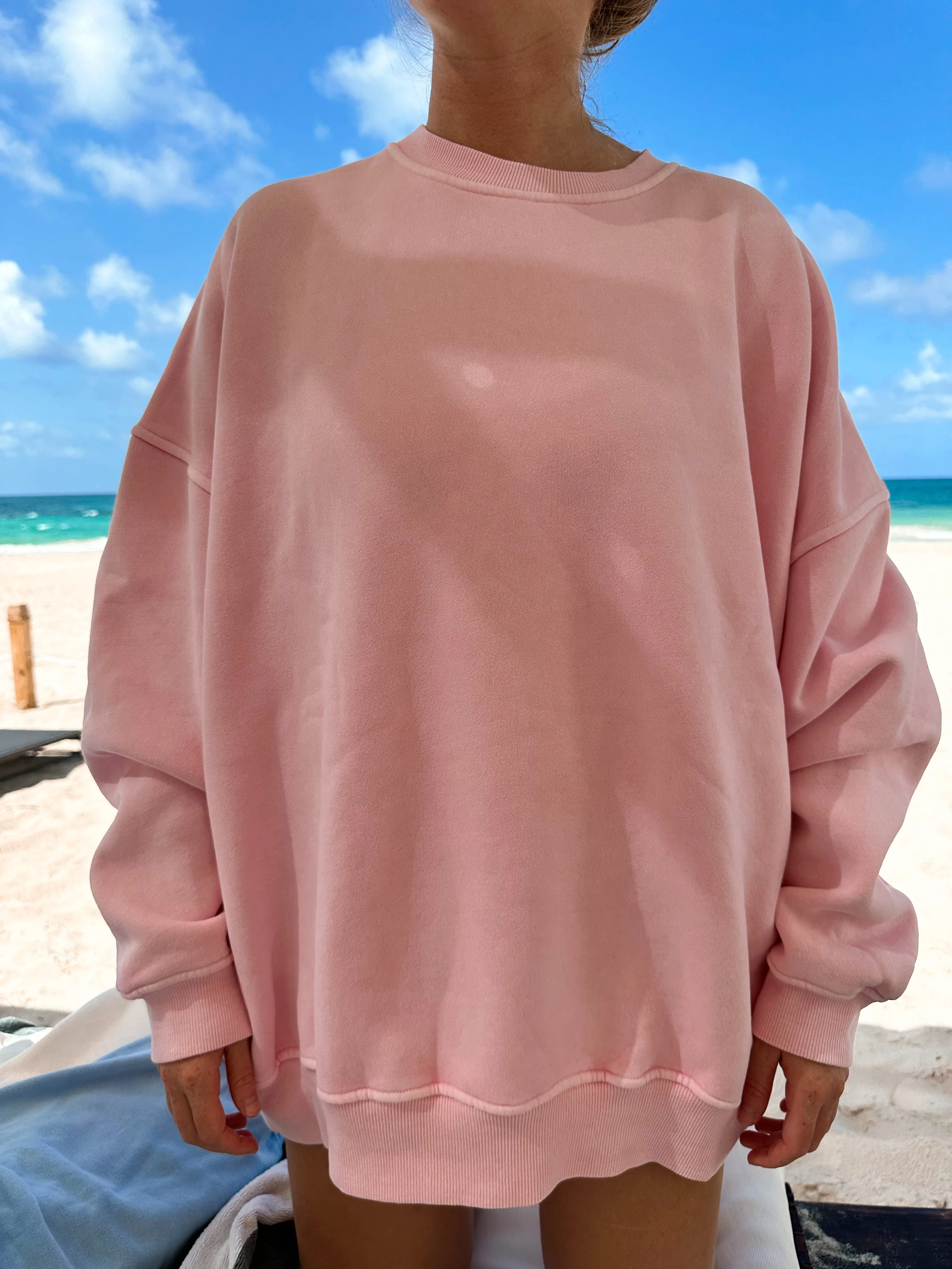 Vintage Pink Washed Basic Blank Sweatshirt - Image 2