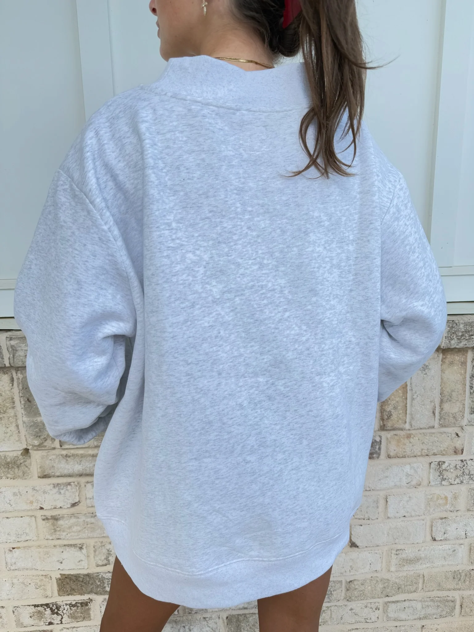 Peal Grey Old Fashion Teddy Bear Golf Embroider Mockneck Sweatshirt - Image 8