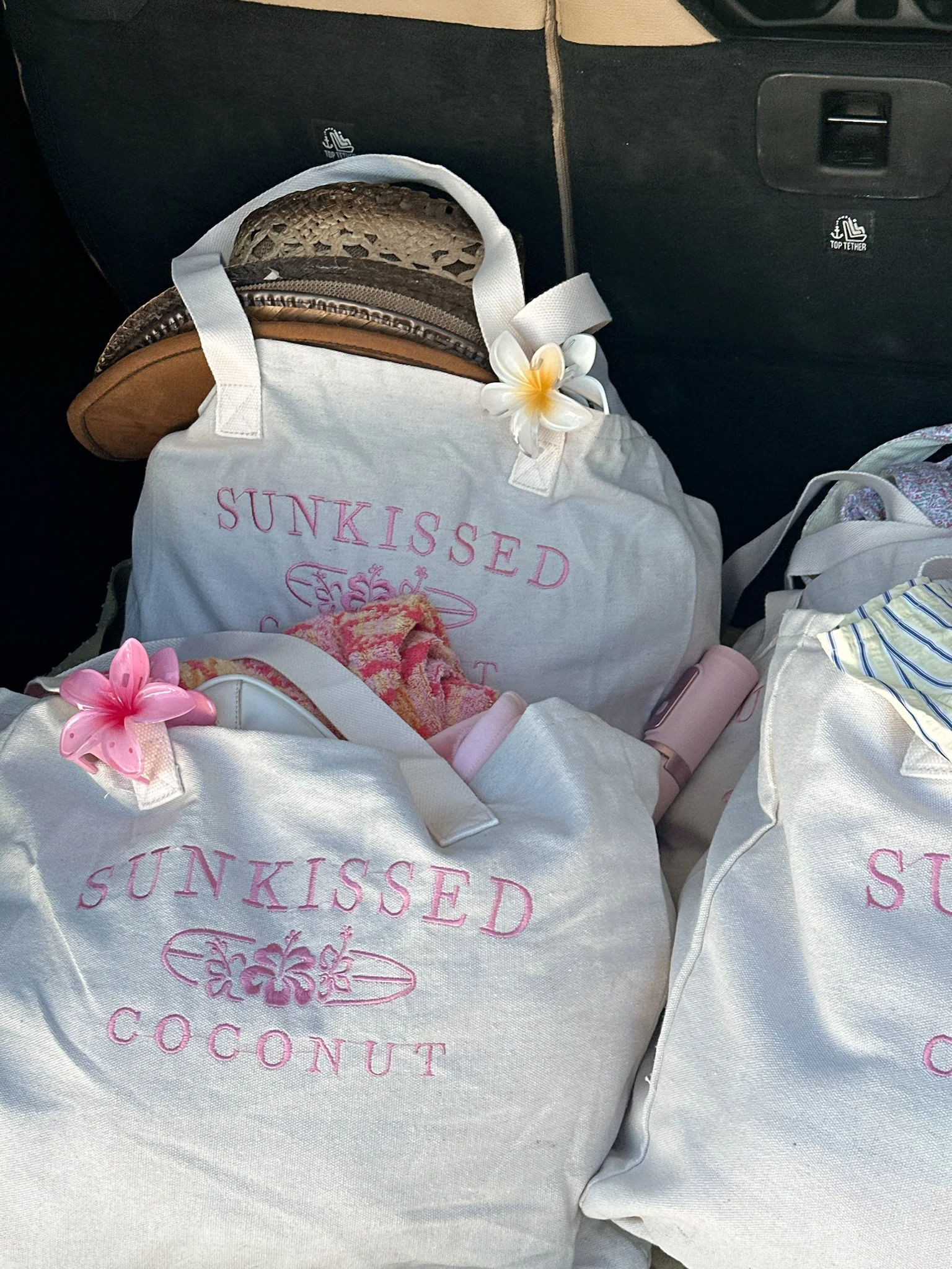 X-Large Sunkissedcoconut Embroider Canvas Tote Bag - Image 2