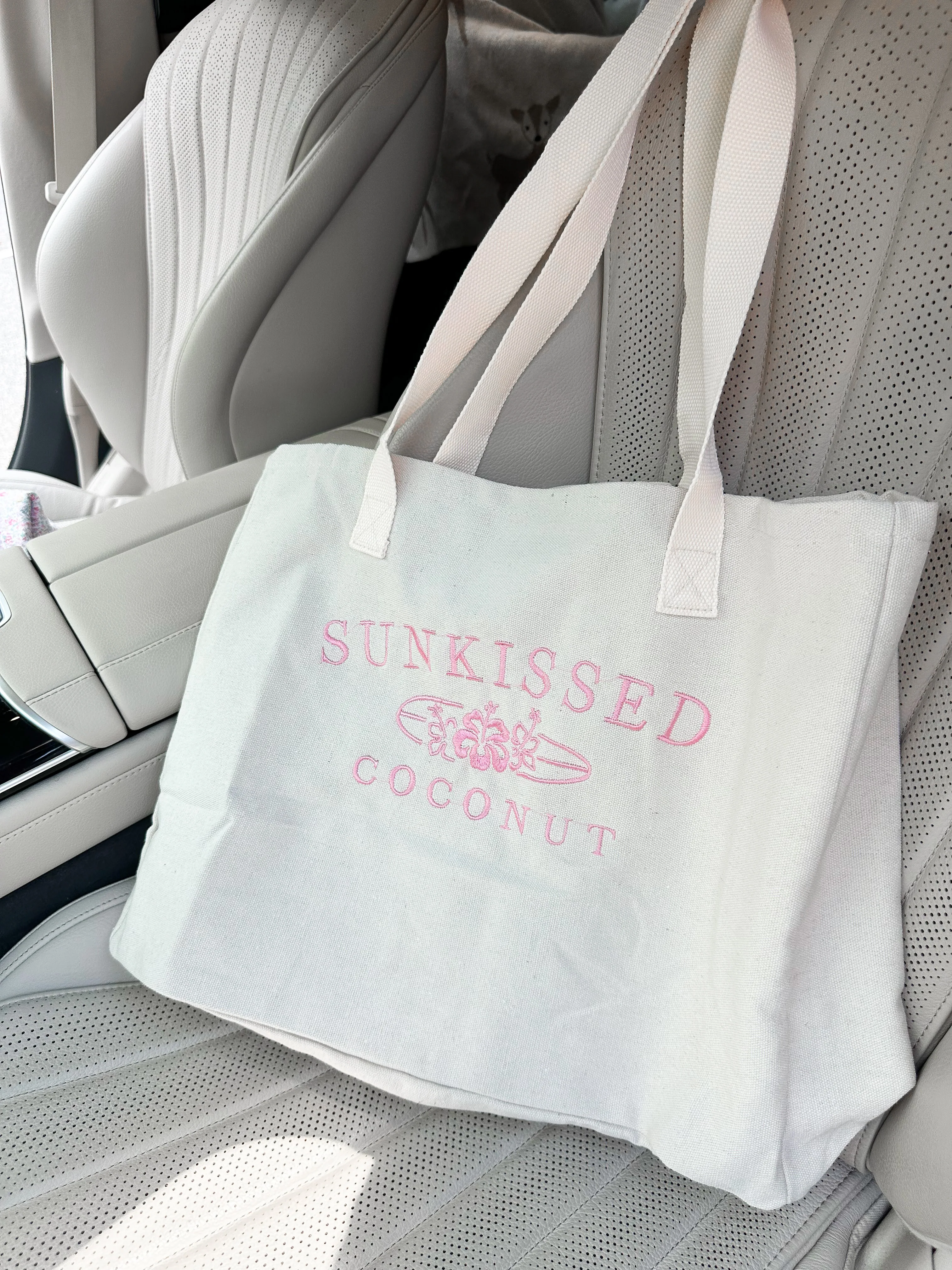 X-Large Sunkissedcoconut Embroider Canvas Tote Bag - Image 5