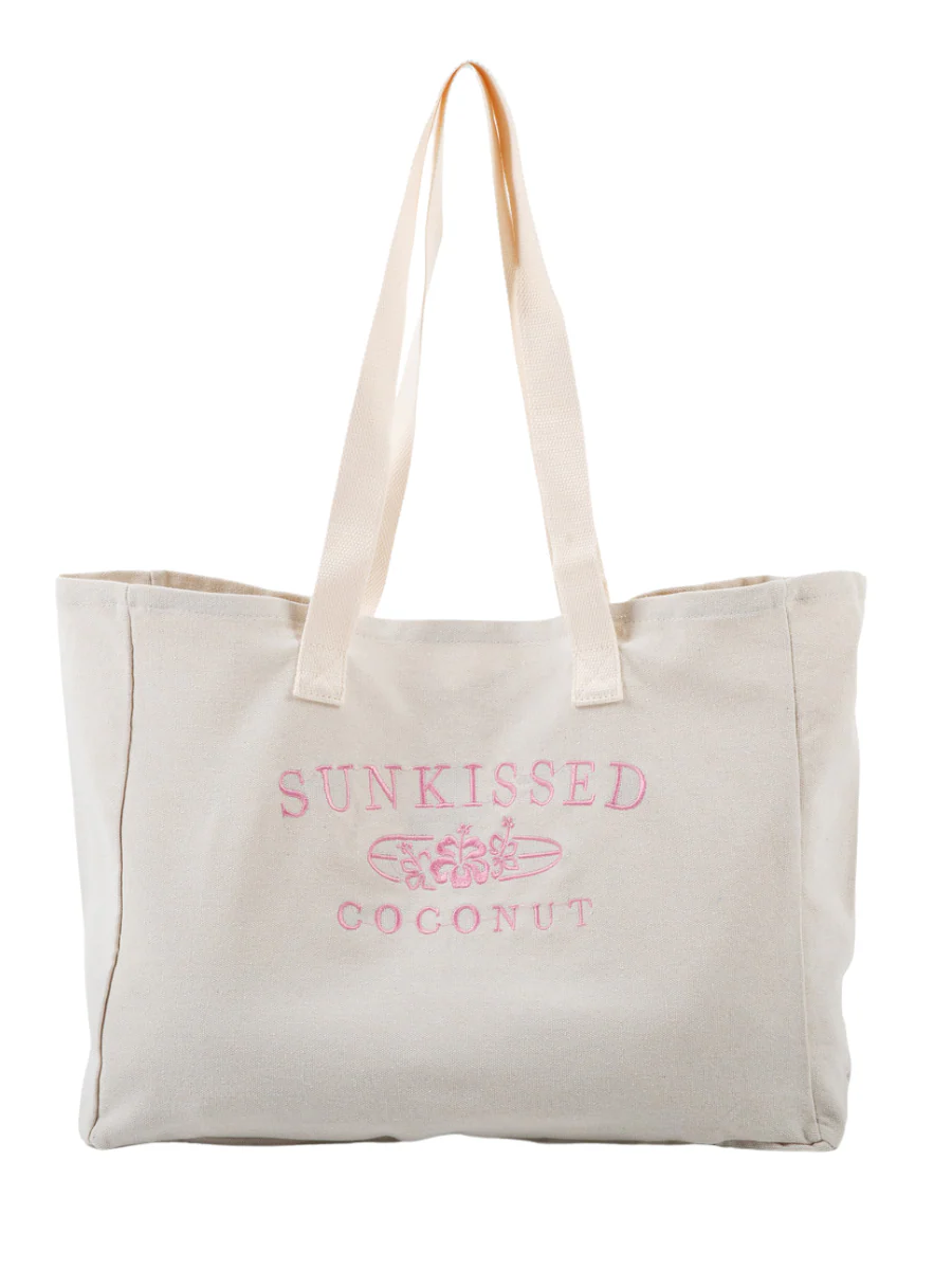 X-Large Sunkissedcoconut Embroider Canvas Tote Bag - Image 6